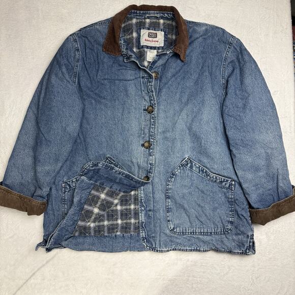 Faded Glory Jackets & Blazers - VTG Women’s Denim Chore Coat Corduroy Quilted Flannel Lining Barn Jacket Large